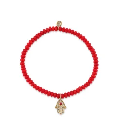 Gold & Diamond Mini Hamsa on Red Sea Bamboo
