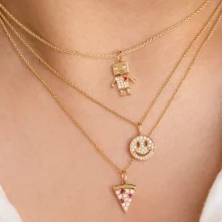Gold & Diamond Mini Happy Face Charm