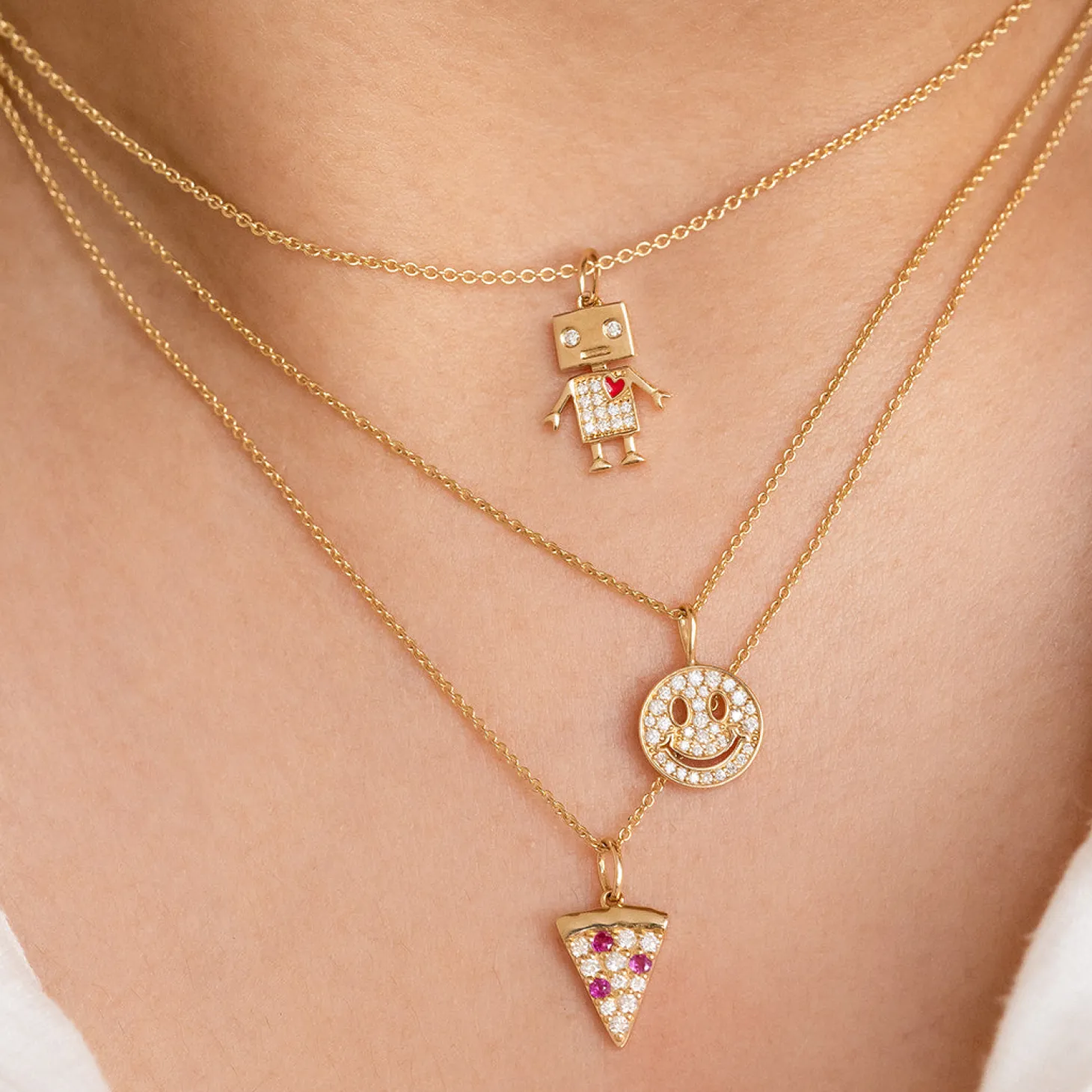 Gold & Diamond Mini Happy Face Charm