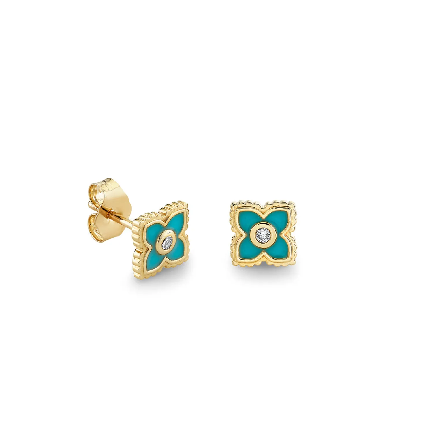 Gold & Diamond Mini Moroccan Flower Stud