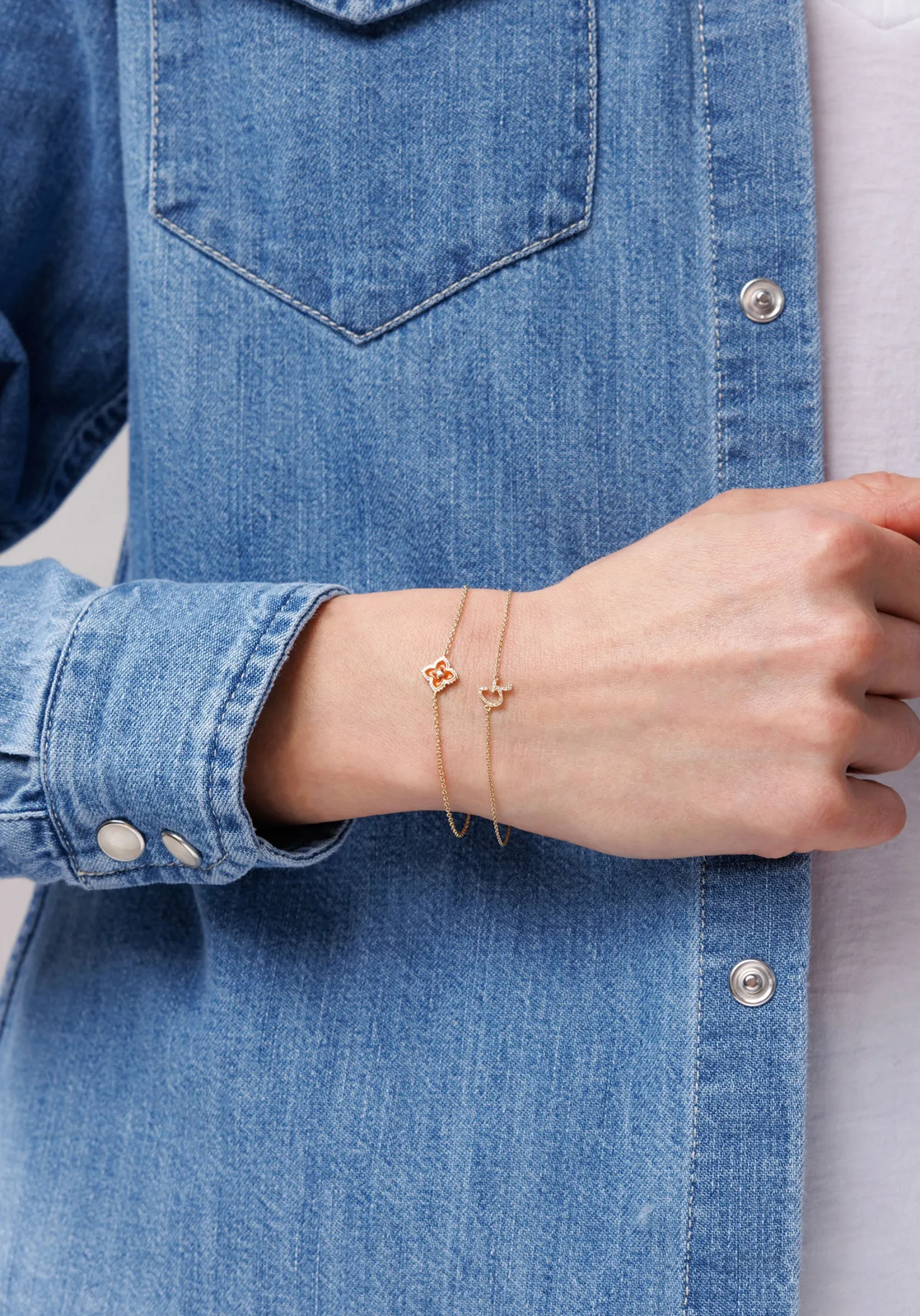Gold & Diamond Mini Moroccan Flower Bracelet