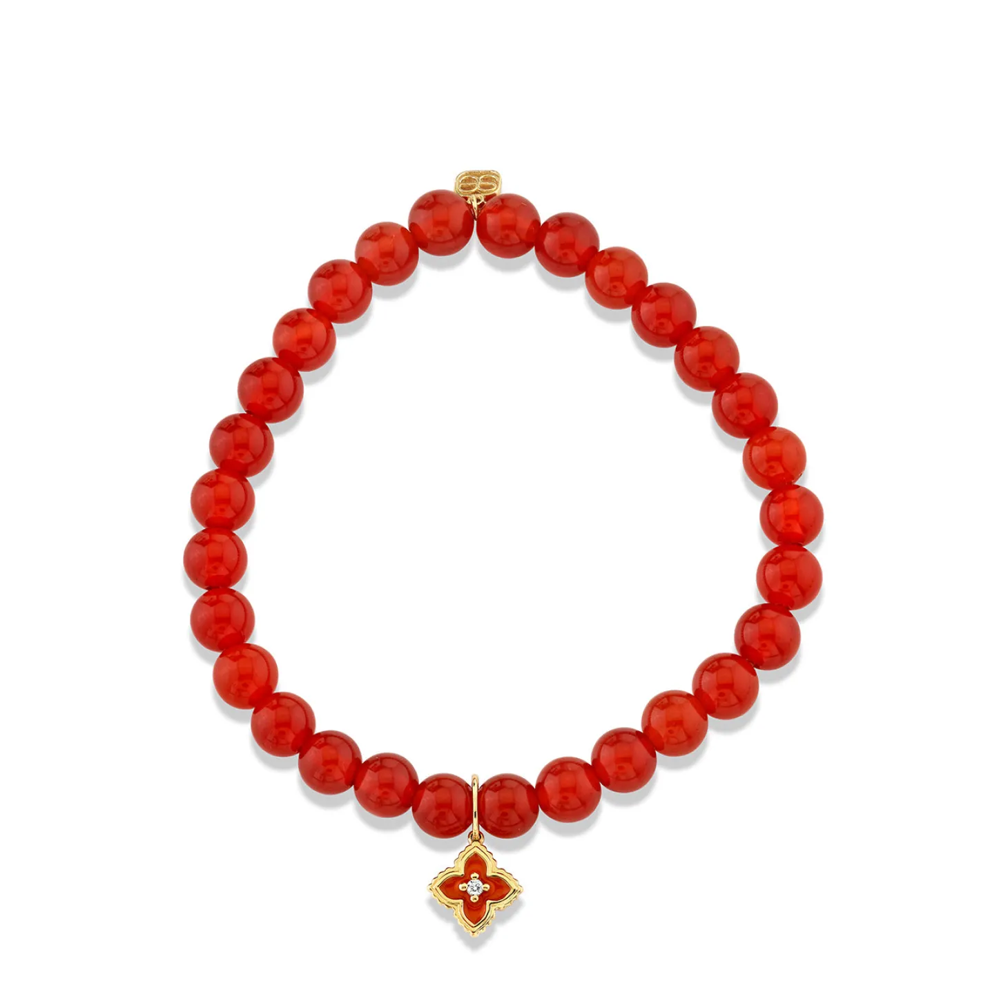 Gold & Diamond Mini Moroccan Flower on Carnelian