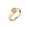 Gold & Diamond Mini Oval Pave Signet Ring