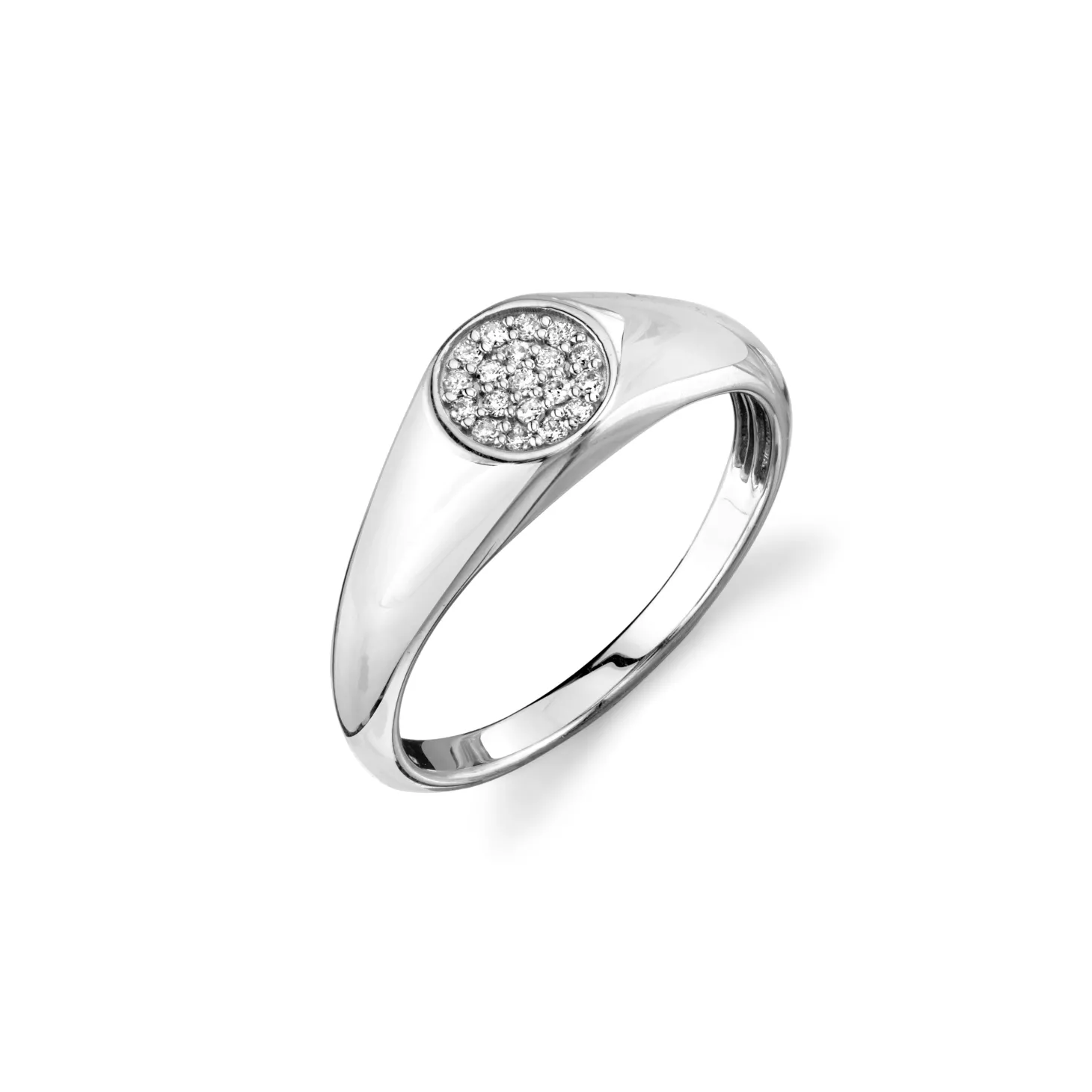 Gold & Diamond Mini Oval Pave Signet Ring