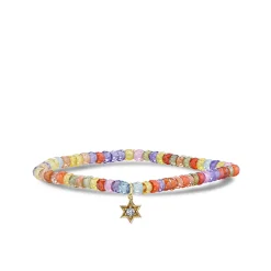 Gold & Diamond Mini Star Of David on Multicolor Zircon