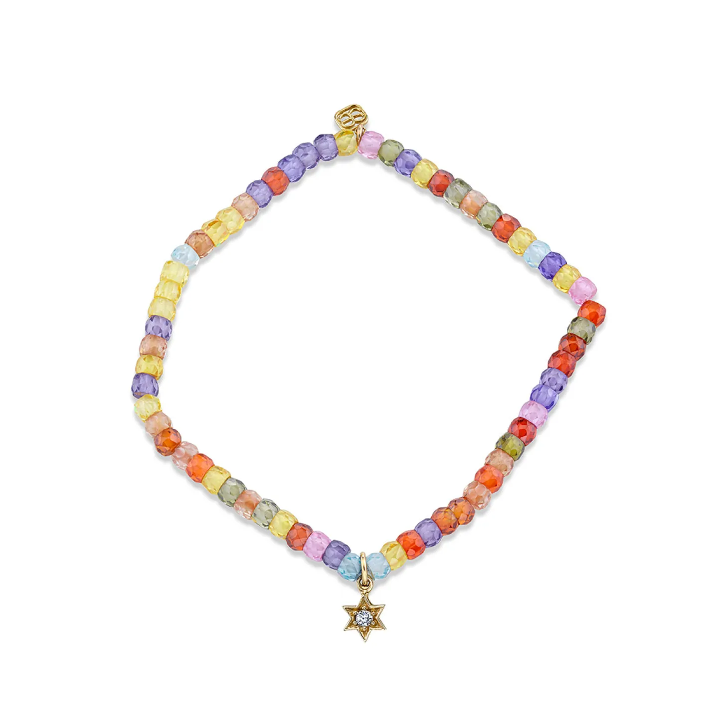Gold & Diamond Mini Star Of David on Multicolor Zircon