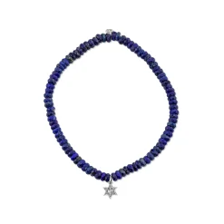Gold & Diamond Mini Star Of David on Lapis