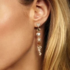 Gold & Diamond Mismatch Icon Drop Earrings