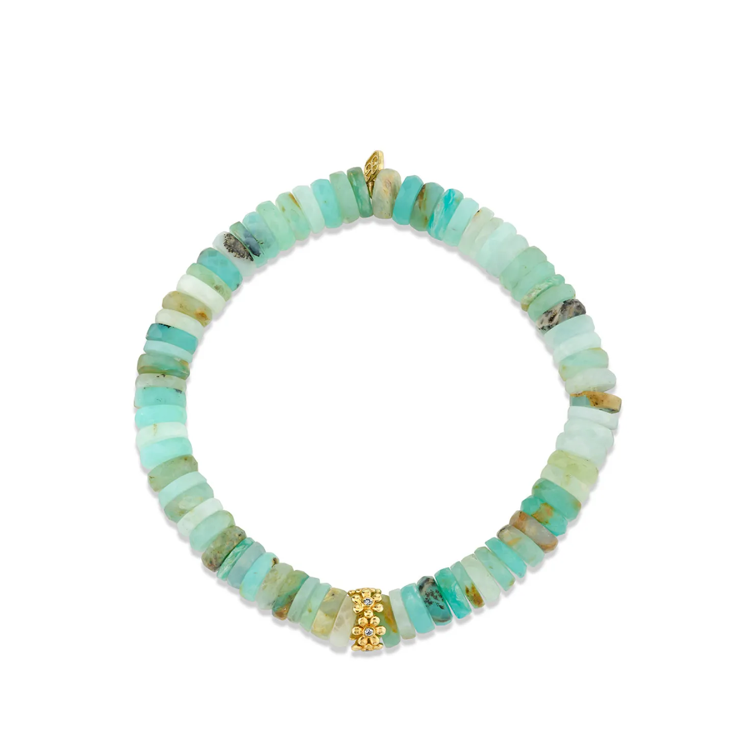 Gold & Diamond 8mm Daisy Rondelle on Peruvian Opal