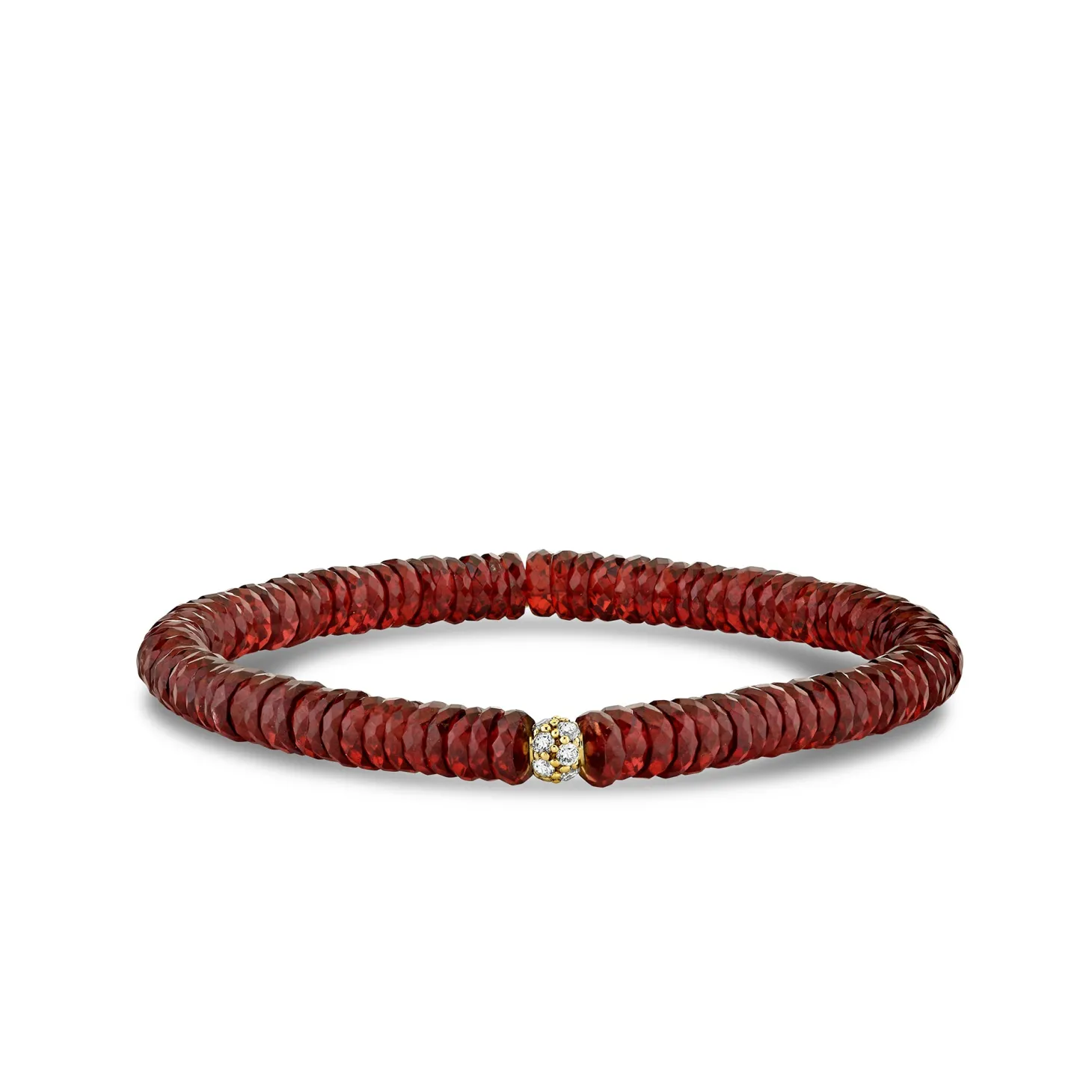 Gold & Diamond 4mm Pave Ball on Garnet