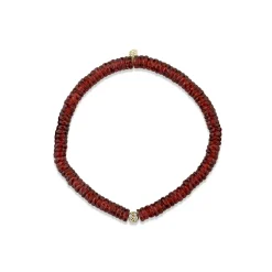 Gold & Diamond 4mm Pave Ball on Garnet