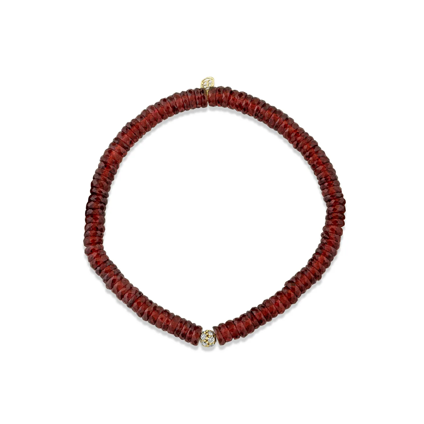 Gold & Diamond 4mm Pave Ball on Garnet