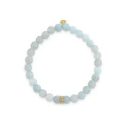 Gold & Diamond 6mm Tiny Daisy Rondelle on Aquamarine