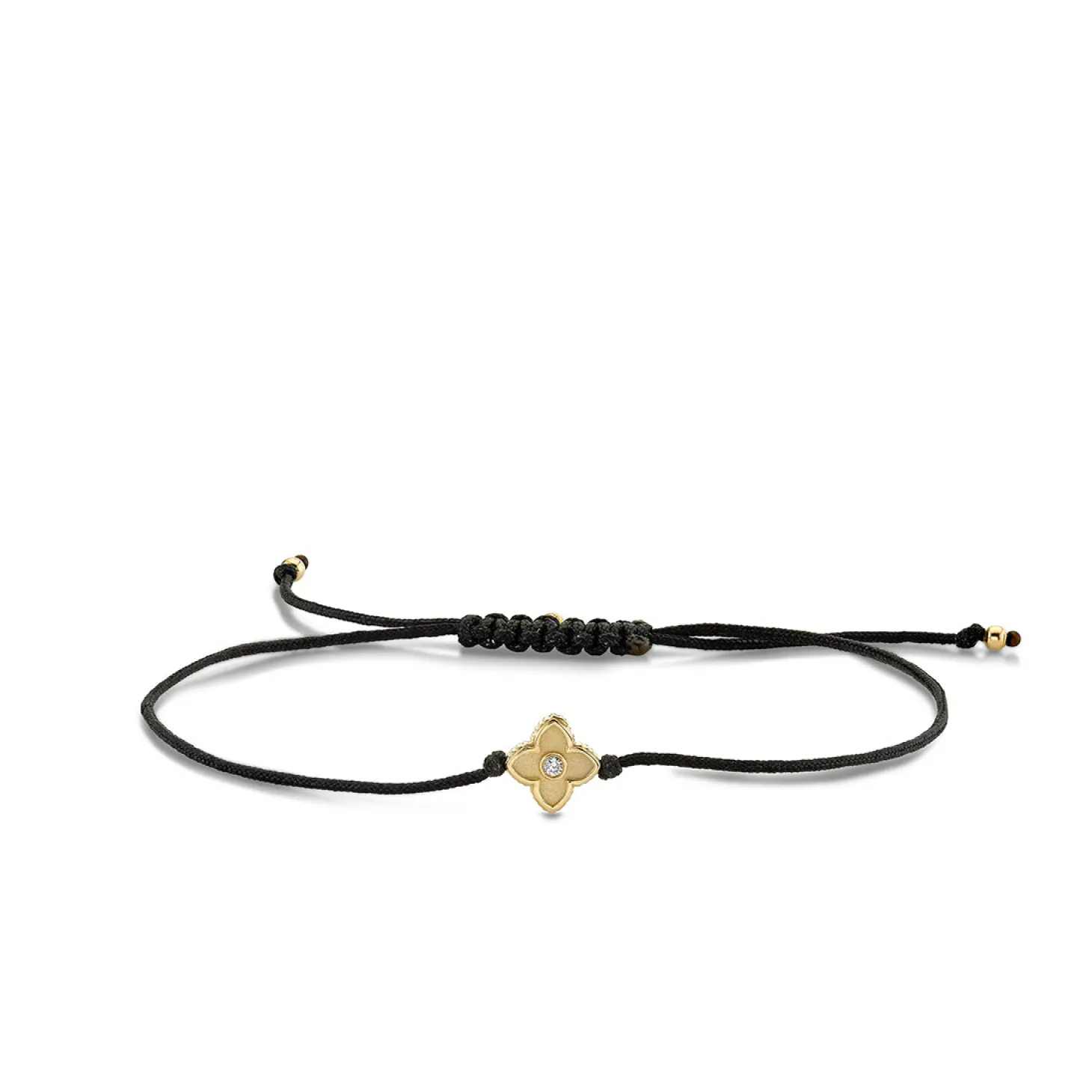 Gold & Diamond Moroccan Flower Cord Bracelet