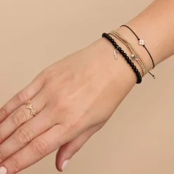 Gold & Diamond Moroccan Flower Cord Bracelet