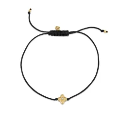 Gold & Diamond Moroccan Flower Cord Bracelet
