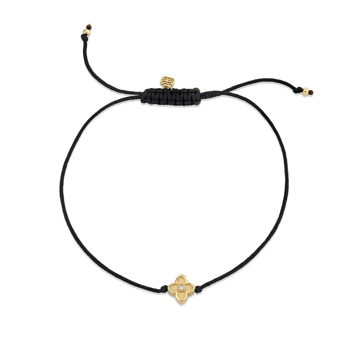 Gold & Diamond Moroccan Flower Cord Bracelet