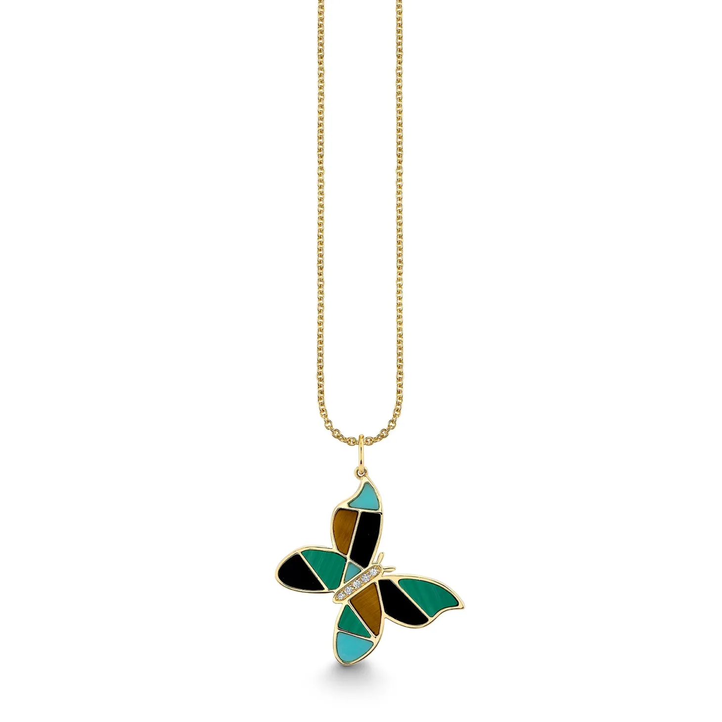 Gold & Diamond Mosaic Butterfly Charm