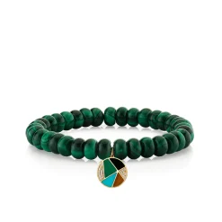 Gold & Diamond Mosaic Disc on Malachite