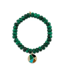 Gold & Diamond Mosaic Disc on Malachite