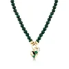 Gold & Diamond Mosaic Heart Malachite Necklace