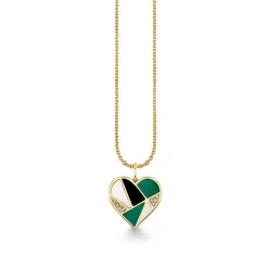 Gold & Diamond Mosaic Heart Charm