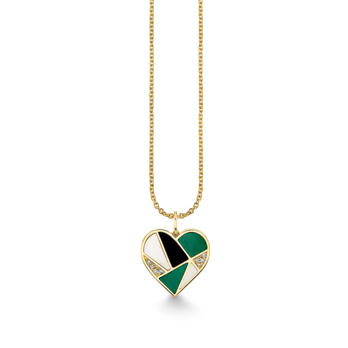Gold & Diamond Mosaic Heart Charm