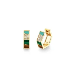 Gold & Diamond Mosaic Hexagon Huggie