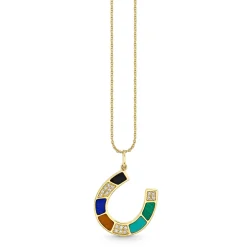 Gold & Diamond Mosaic Horseshoe Charm