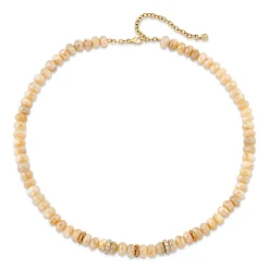 Gold & Diamond Multi Charm on Mystic Sand Moonstone Necklace