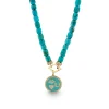 Gold & Diamond Multi Charm on Turquoise Necklace