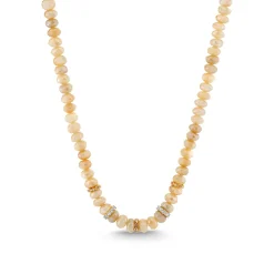 Gold & Diamond Multi Charm on Mystic Sand Moonstone Necklace