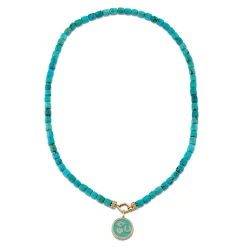 Gold & Diamond Multi Charm on Turquoise Necklace