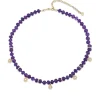 Gold & Diamond Multi Flowers & Rondelles Amethyst Necklace