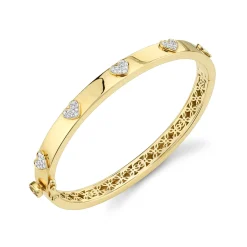 Gold & Diamond Multi Heart Bangle