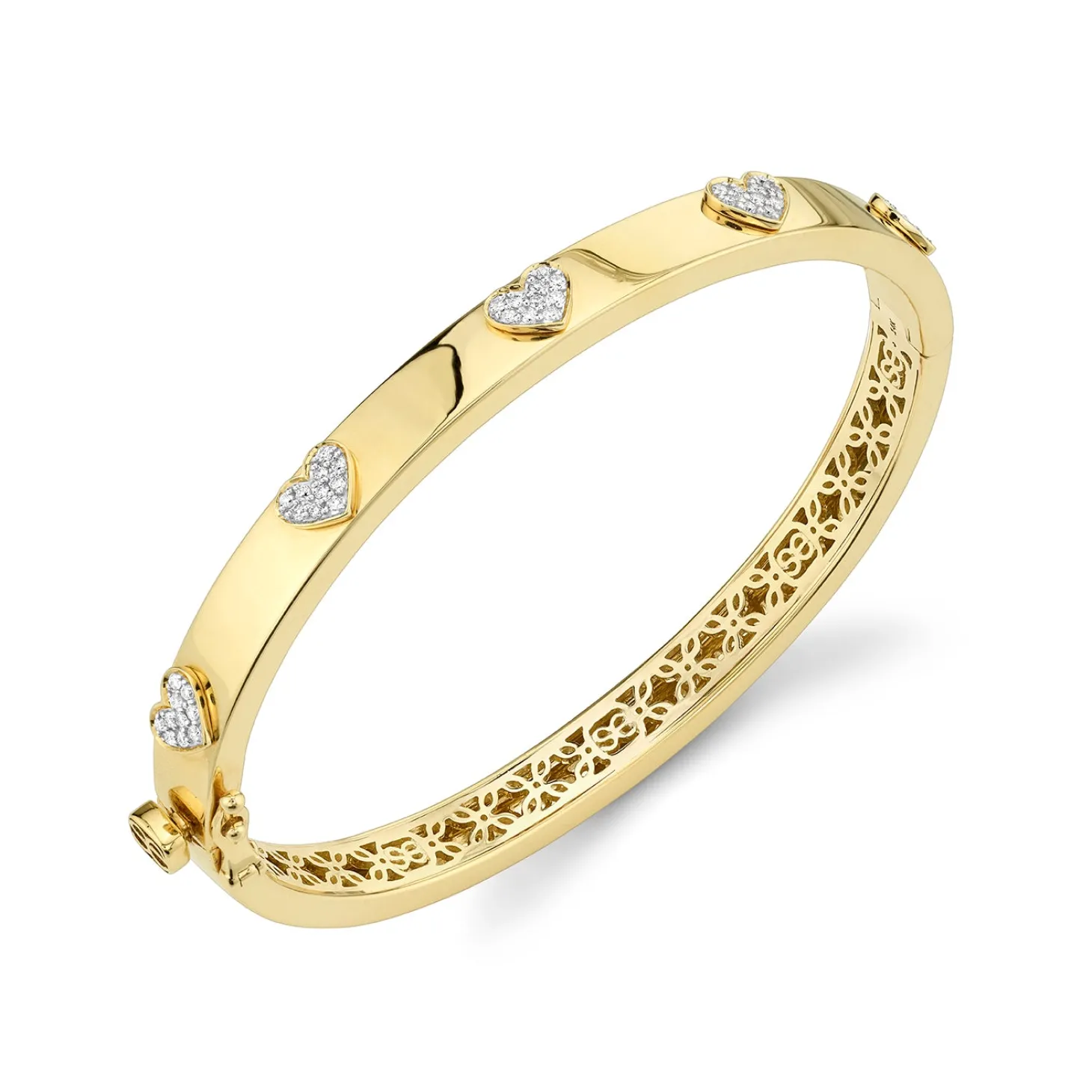 Gold & Diamond Multi Heart Bangle