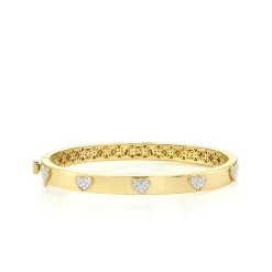 Gold & Diamond Multi Heart Bangle