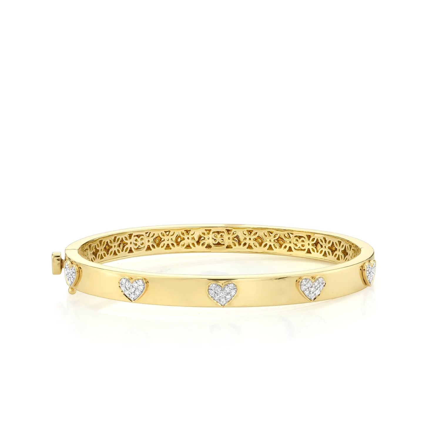 Gold & Diamond Multi Heart Bangle