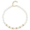 Gold & Diamond Multi Marquise Eye Rondelle Pearl Necklace
