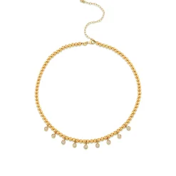Gold & Diamond Multi Tiny Disc Necklace
