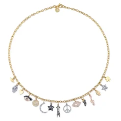 Gold & Diamond Multi-Charm Necklace
