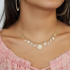 Gold & Diamond Multi-Charm Necklace