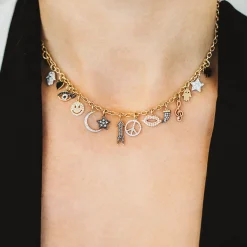 Gold & Diamond Multi-Charm Necklace