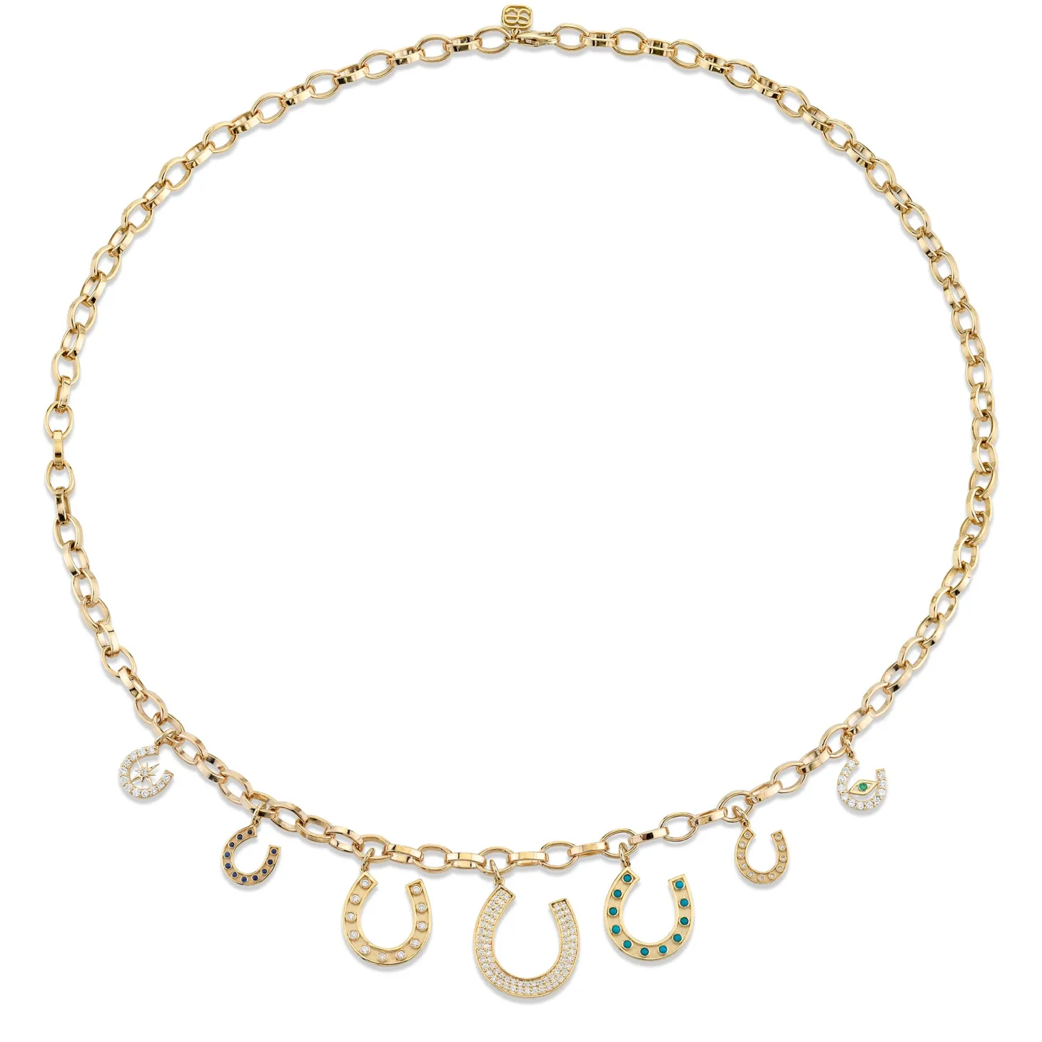 Gold & Diamond Multi-Horseshoe Necklace