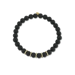 Gold & Diamond Multi-Rondelle on Onyx