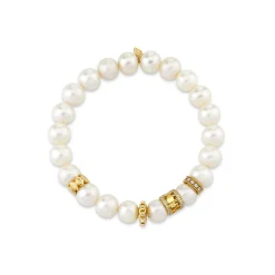 Gold & Diamond Multi-Rondelle Pearl Bracelet