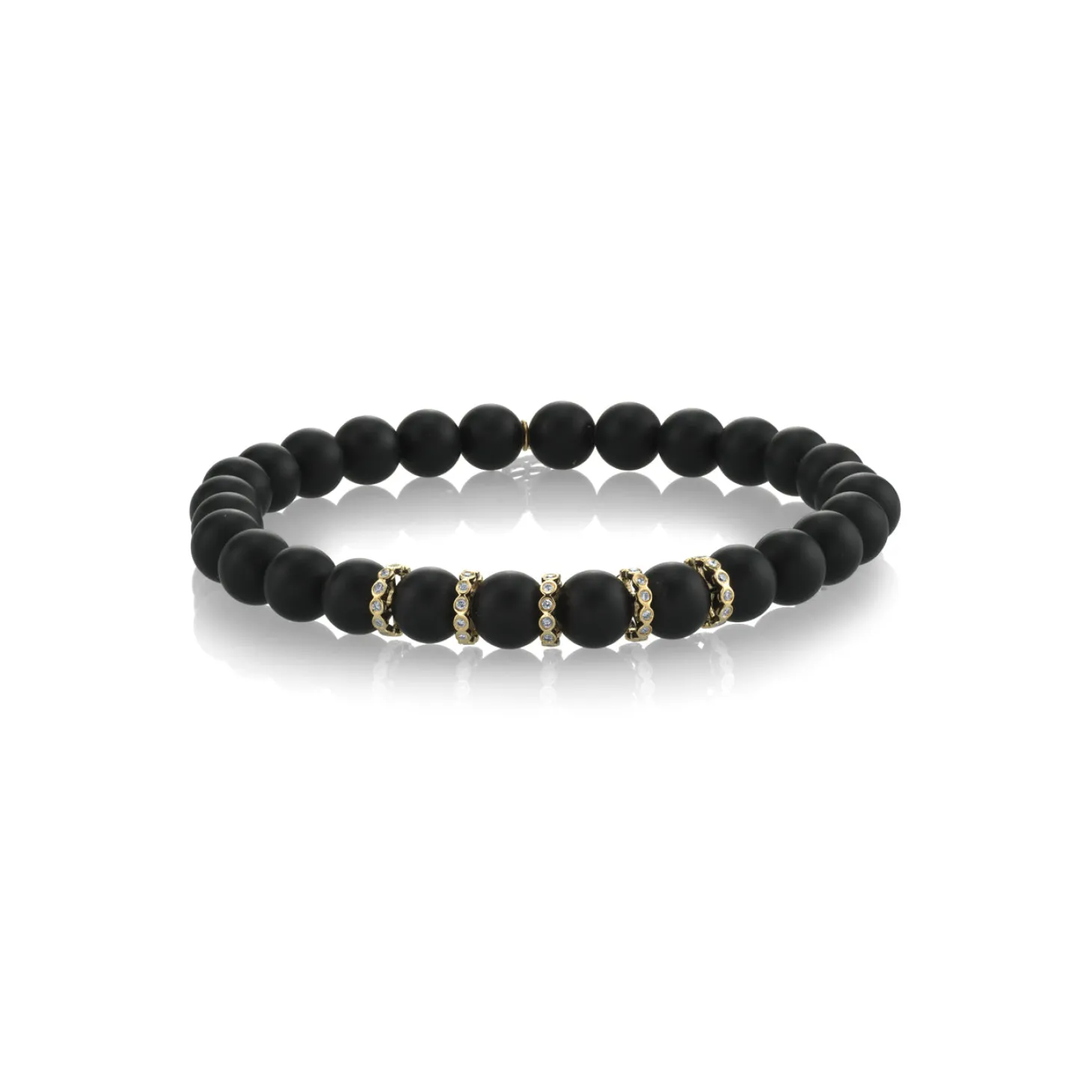 Gold & Diamond Multi-Rondelle on Onyx