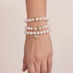 Gold & Diamond Multi-Rondelle Pearl Bracelet