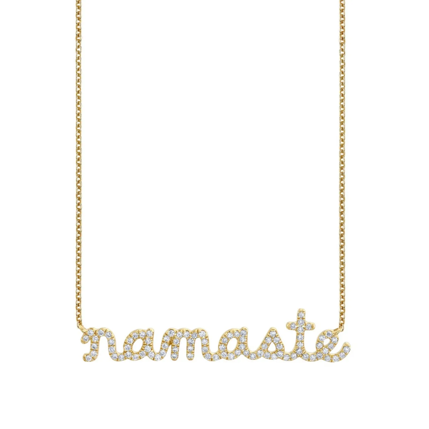 Gold & Diamond Namaste Script Necklace