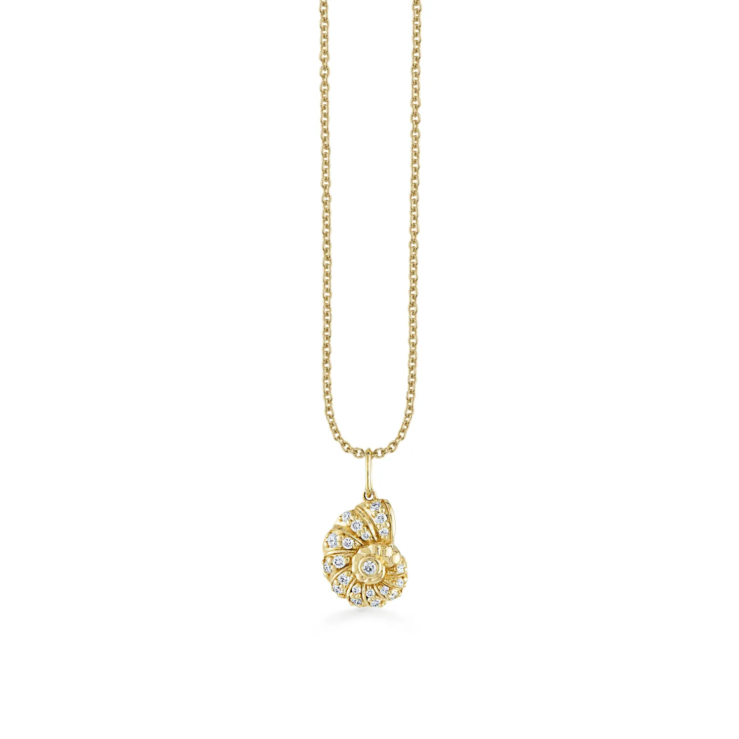 Gold & Diamond Nautilus Shell Charm